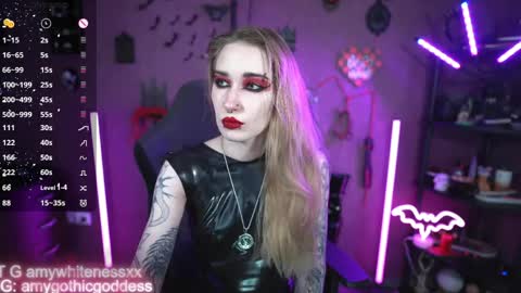 Snapshot of amywhitenessxx chatting on 24, 5, 2026 Amy switch Goddess divine Mistress online show from 24, 5, 2026