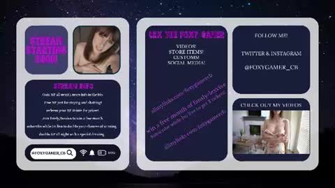 Snapshot of foxy_gamer chatting on 24, 6, 2026 Lex Vive foxygamer cb online show from 24, 6, 2026