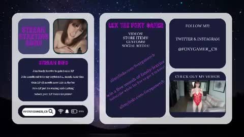 Snapshot of foxy_gamer chatting on 10, 7, 2026 Lex Vive foxygamer cb online show from 10, 7, 2026