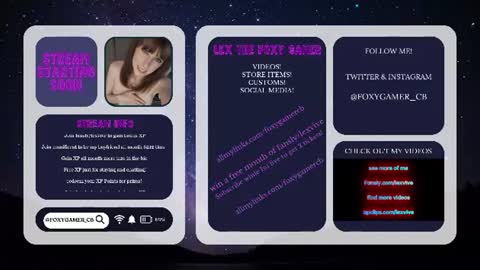 Snapshot of foxy_gamer chatting on 18, 7, 2026 Lex Vive foxygamer cb online show from 18, 7, 2026