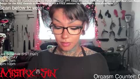 Snapshot of sinfulincubus chatting on 6, 3, 2026 Mistrx Sin online show from 6, 3, 2026