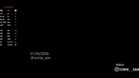 Snapshot of tomie_san chatting on 1, 6, 2026 Tomie online show from 1, 6, 2026