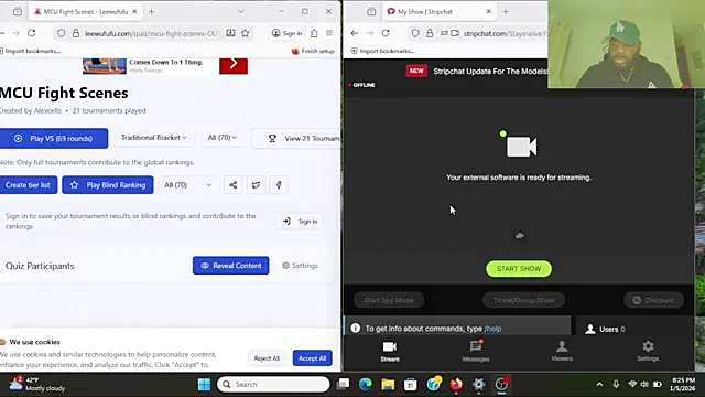 Snapshot of Stayinalive1992 chatting on 6, 1, 2026 Stayinalive1992 online show from 6, 1, 2026